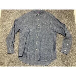 Tommy Bahama Shirt Size Large 100% Linen Button up Pocket Long Sleeve Island